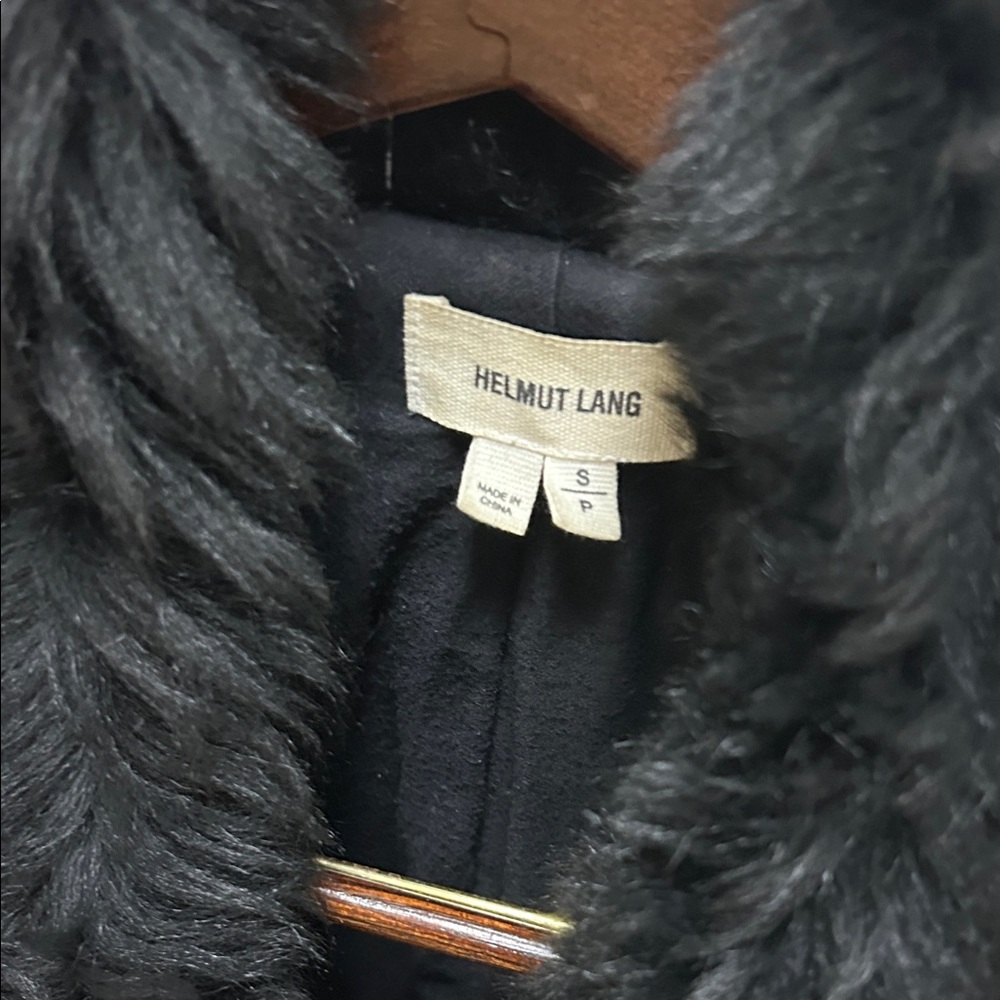 Helmut Lang Black Bomber Jacket with Faux Fur Collar wool size s - Picture 3 of 4